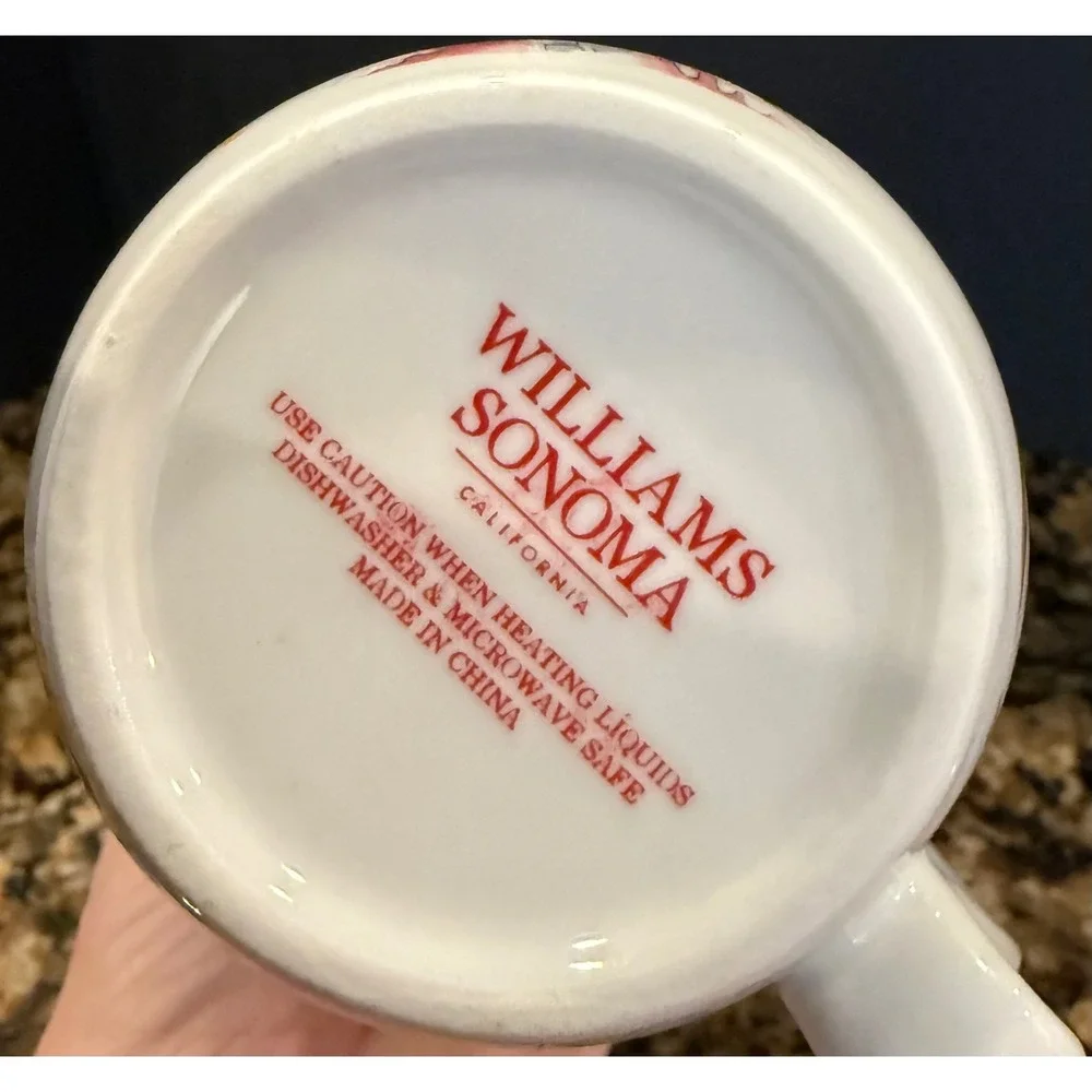 Williams Sonoma Coffee Mug White Twas Night Before Christmas Sleigh Santa